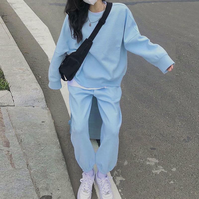 

Women's Two Piece Pants Women Tracksuit Sweatshirt Set Oversized Hoodie And Long Pant Fashion Sets 2023 Winter Sportswear, Crew neck suit plush