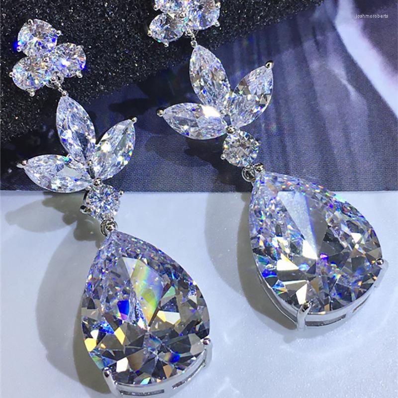 

Dangle Earrings Exquisite Ladies Water Drop Large Zircon Europe And America All-match Silver Plated Wholesale