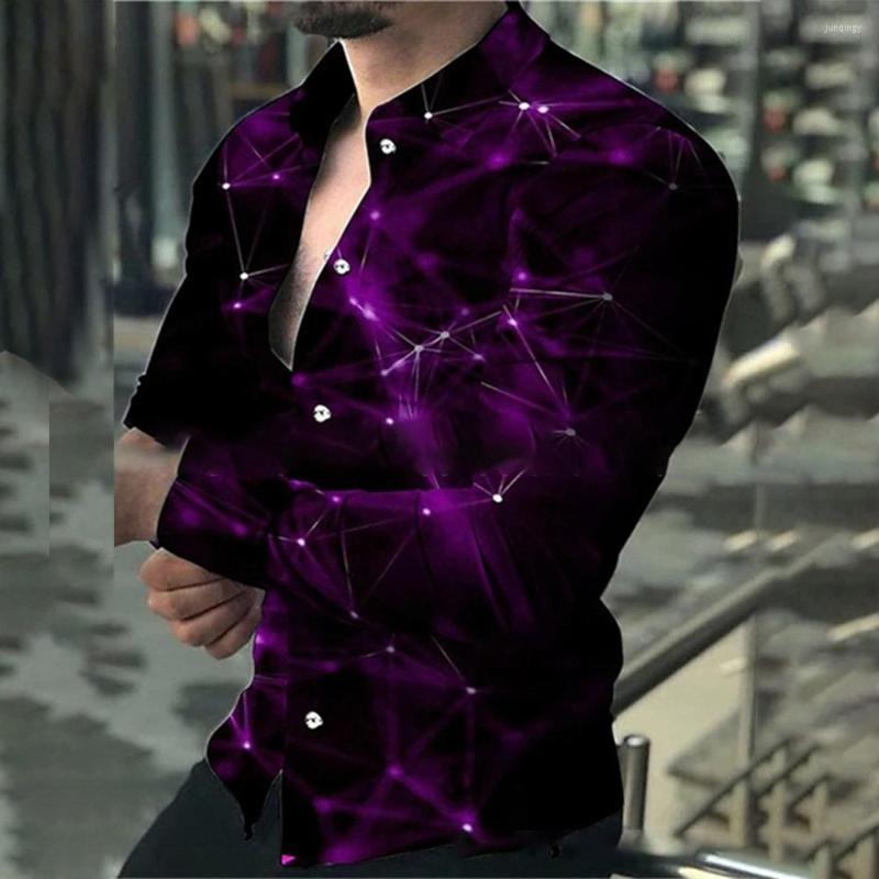 

Men's Dress Shirts Male Printed Blouse 2023 Button-Down Casual Clothing Europe And America Fashionable Long Sleeve Men