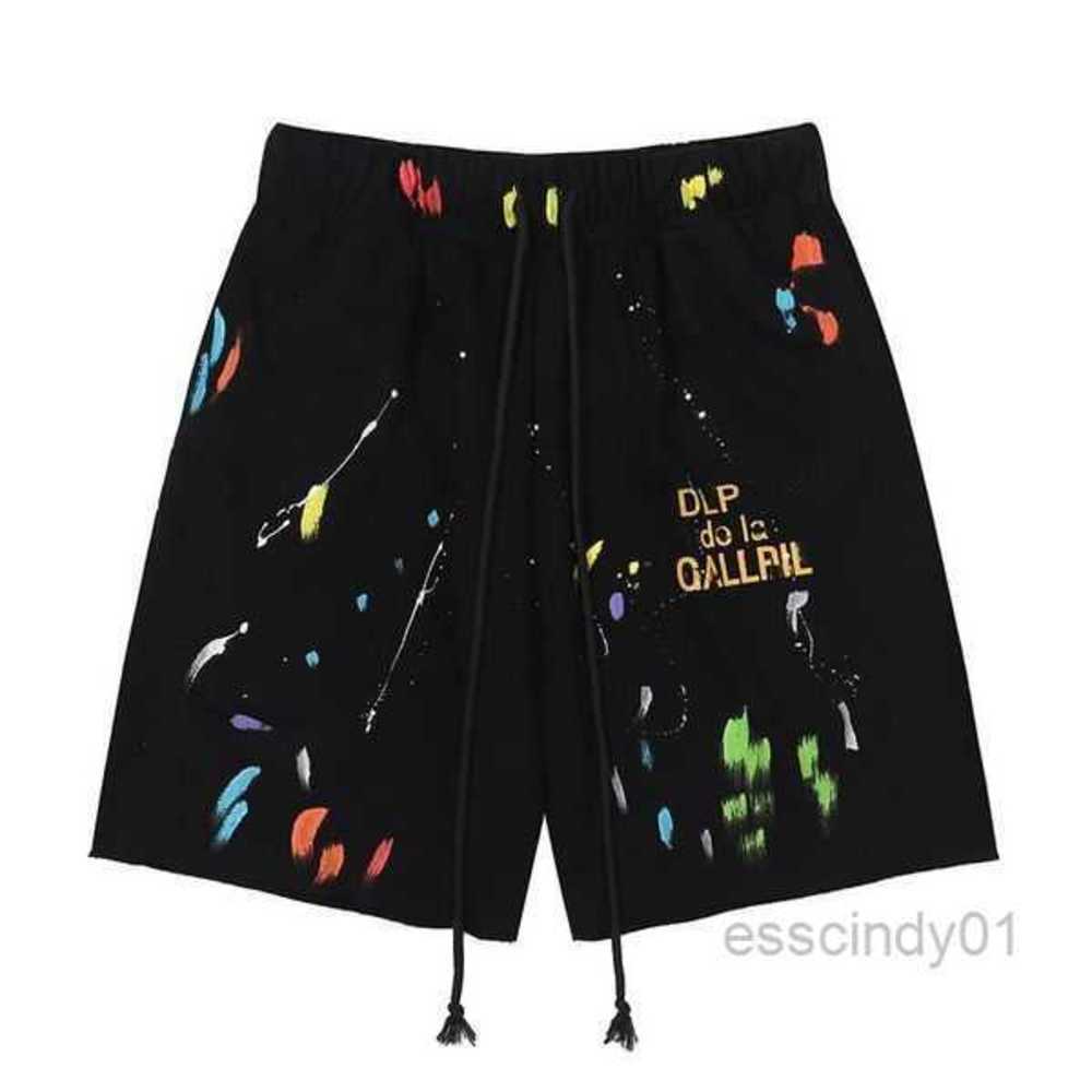 

Men' Shorts American Fashion Brand Galleryes Depts Hand-painted Splash Printing Pure Cotton Terry Fog High Street 5-point Casual6udu