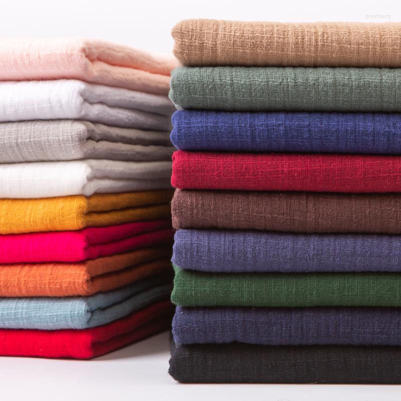 

Clothing Fabric Vintage Crepe Double Layer Slub Cotton Linen Blended For Dress Shirt Black White Blue Green Grey Red Pink By The Meter