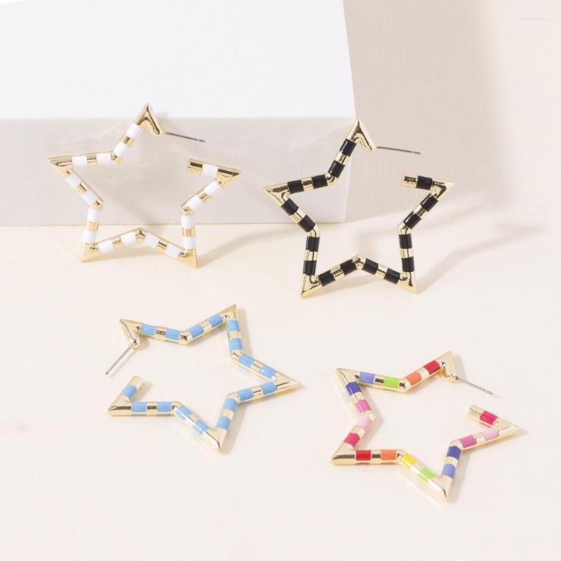

Hoop Earrings Trendy Hollow Love Heart Star Shaped For Women Colorful Metal Enamel Big Fashion Party Jewelry Accessory