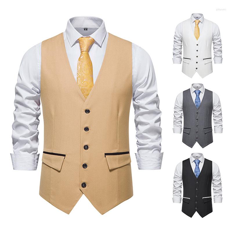 

Men' Vests 2023 Men' Suit Vest Wedding Dress Slim Waistcoat Fashion White Single Breasted Gentleman Sleeveless