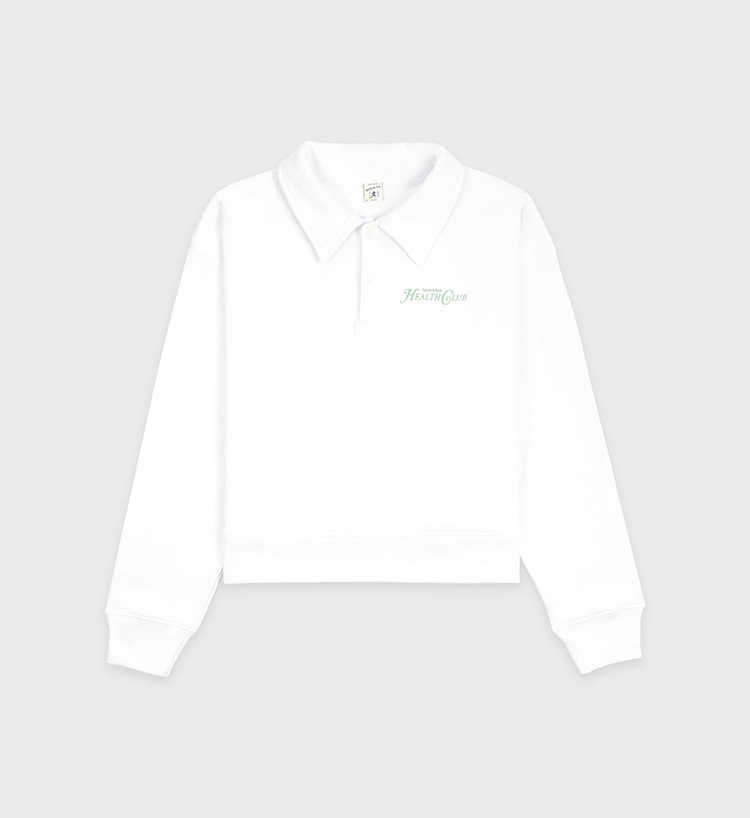 

Sporty & Rich Designer Sweatshirts Lapel Button Polo Collar Cotton Jumper Women Long Sleeved Letter-printed Sweater Fashion Hoodie, White