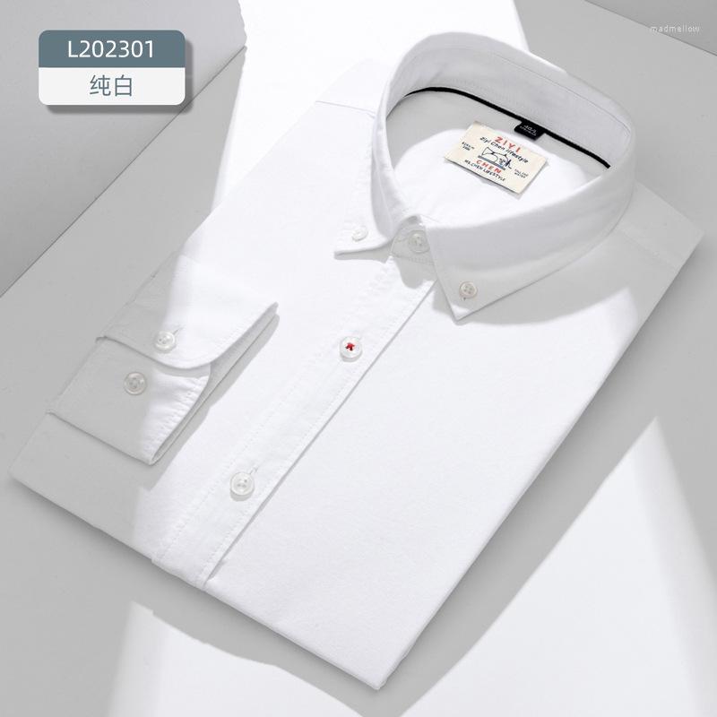 

Men's Casual Shirts White For Men Long Sleeve Pure Cotton Oxford Soft Comfortable Business Man High Quality Fashion, 2303
