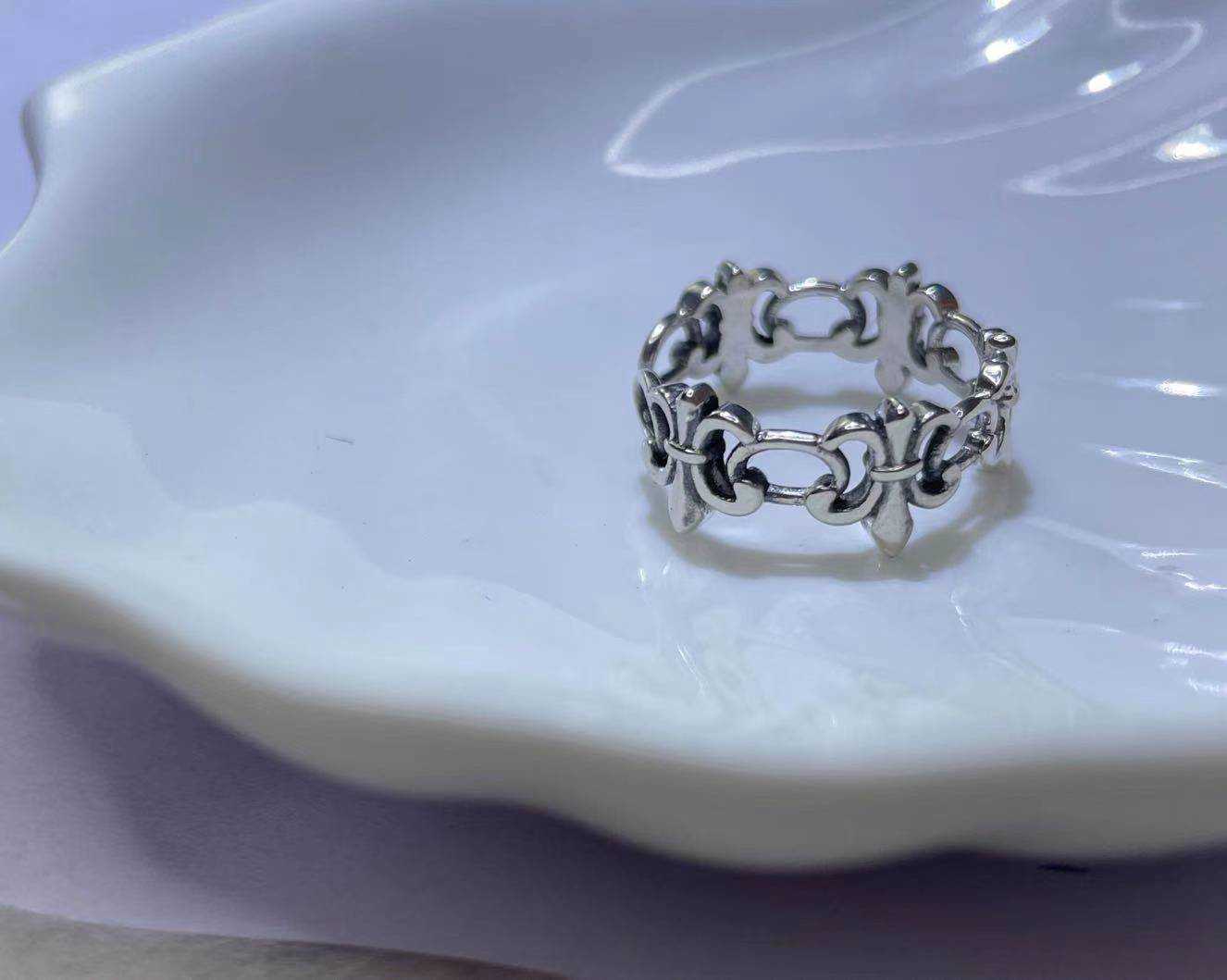 

Luxury Brand Ch Rings Heart Korean Style New Personalized Silver Boat Anchor Couple Opening Adjustable Versatile Chromes Designer Cross Lovers Gifts Jewelry 3bz8