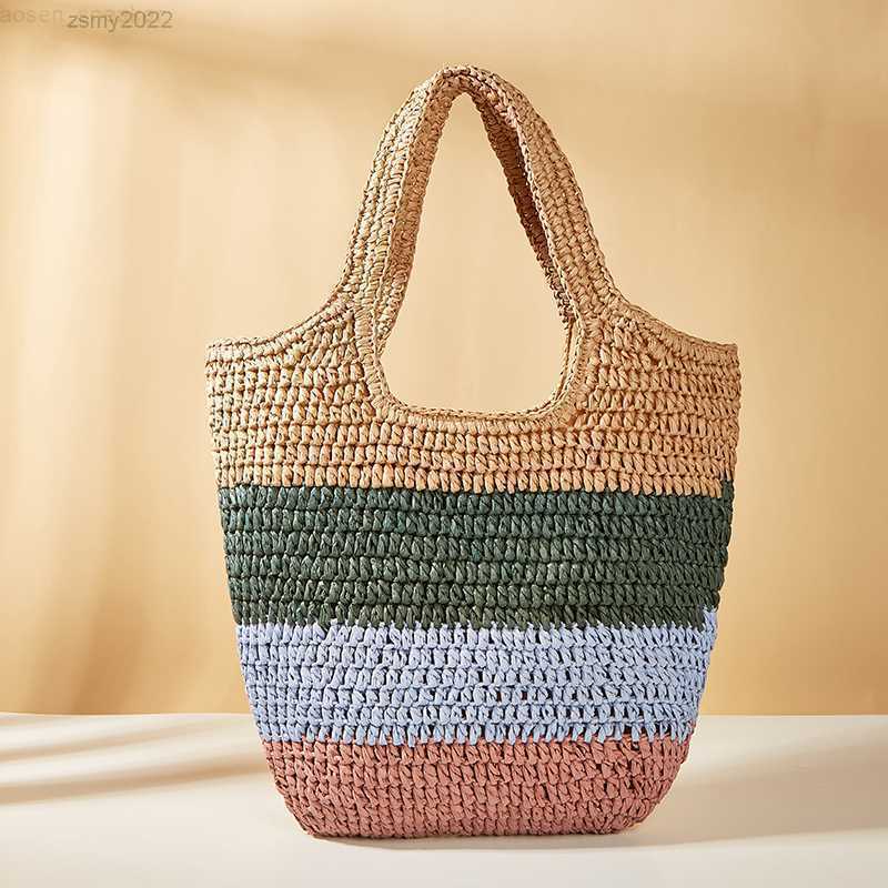 

Striped Woven Straw Shoulder Bag for Women Fashion Handmade Lady Handbags Colorful Summer Beach Tote Bag Female Big Purses 2022, Picture