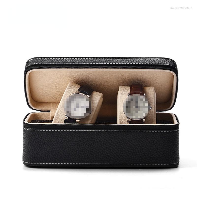 

Watch Boxes Storage Box Black Bright Orange Portable Couple's Two Position