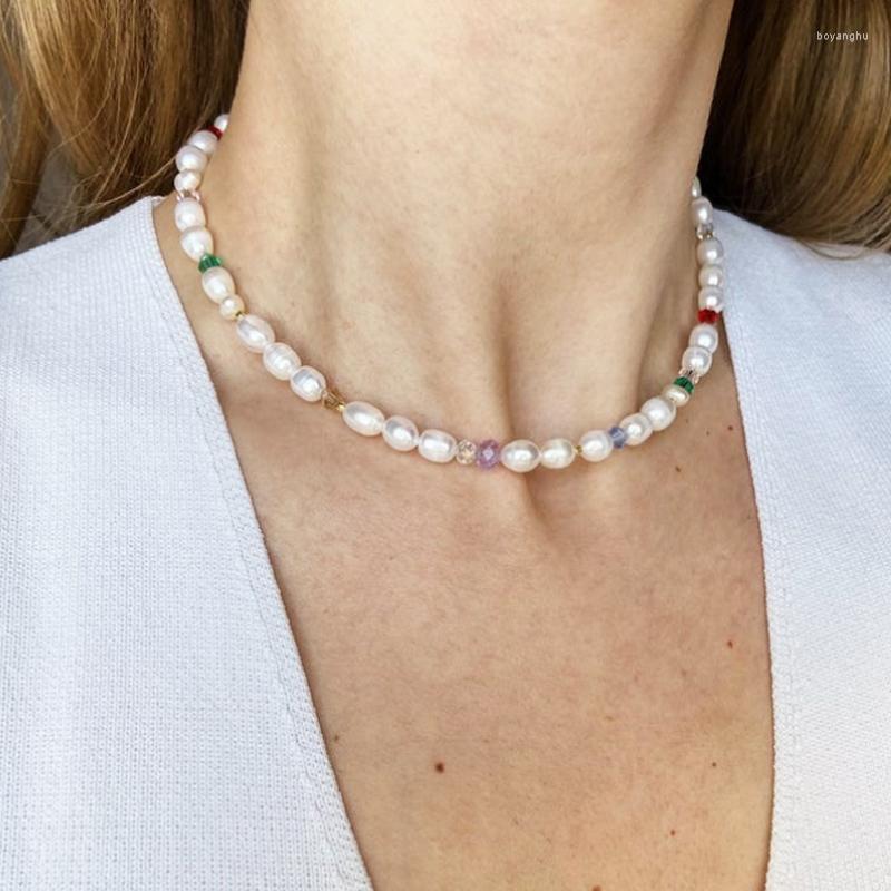 

Choker Women Natural Pearl Necklace Crystal Bead Oval Creative Design Jewelry Collar De Cuentas Beach Party Charm Gift