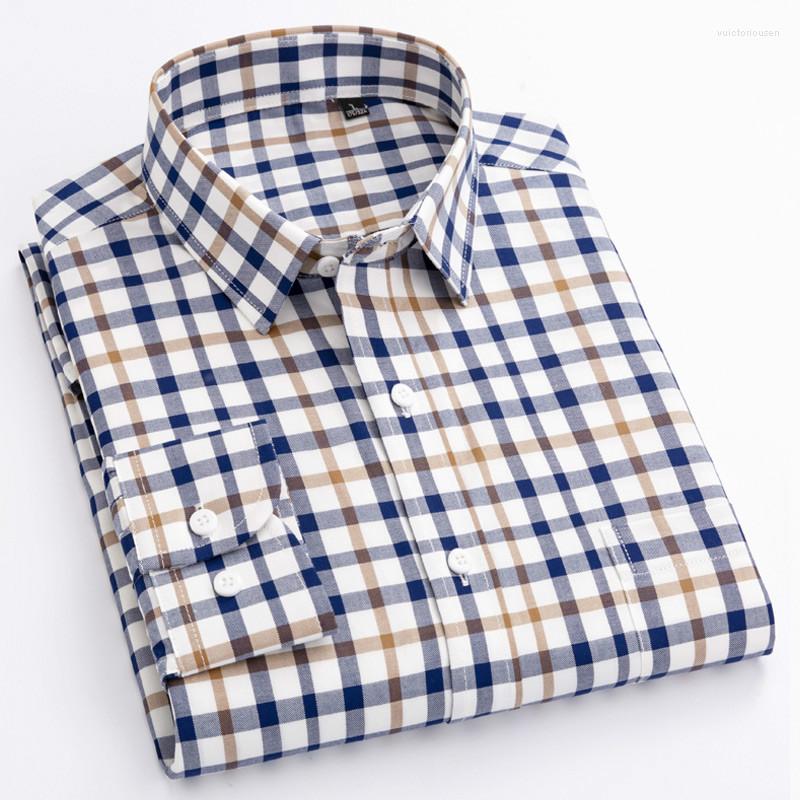

Men's Casual Shirts 8XL Striped Plaid Shirt Cotton Easy To Take Care Oxford Longsleeve For Men Dress Business Button Up, 18-207 light blue