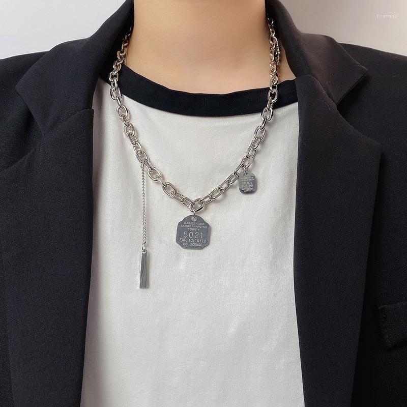

Pendant Necklaces U-Magical Ins Titanium Steel Double Layer Geometric Necklace For Women Asymmetry Letter Chunky Chain Jewelry