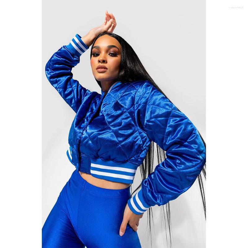 

Women' Jackets Winter Casaul Women Sporty Jacket Coat Striped Shirt Keep Warm Streetwear High Clothes For Outfit, Blue