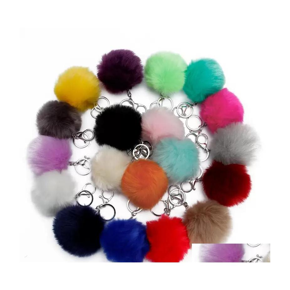 

Key Rings 8Cm Trinket Pompons Keychains Faux Rabbit Fur Keychain Fluffy Chains Trinkets Pom Keyring Pendant Cone Car Hair Ball Bag D Dh2Ed