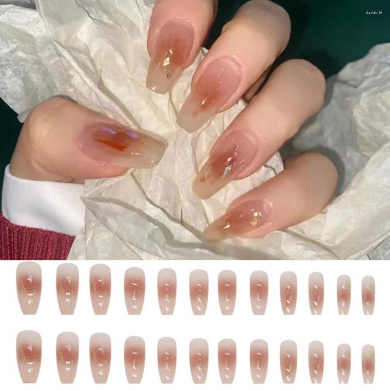 

False Nails 24Pcs/Box Premium French Caramel Color Fake Tips Wear-resistant Safe