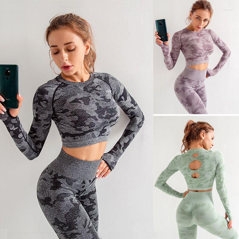 

Active Sets 2PCS Seamless Yoga Fitness Suit Quick Dry High-elastic Sports Set Women Tracksuit Sexy Navel Revealing Long Sleeve Sportwear, Pink