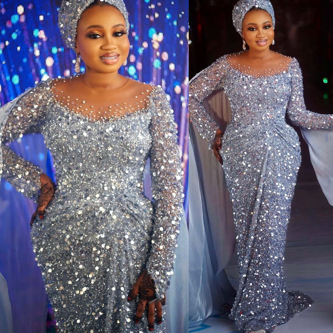 

2023 Arabic Aso Ebi Silver Mermaid Prom Dresses Sequins Beaded Evening Formal Party Second Reception Birthday Engagement Gowns Dress ZJ533, Royal blue