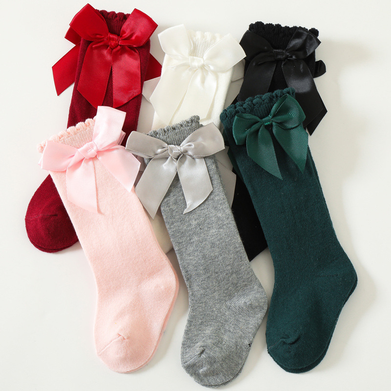 

Baby Girls Toddlers Socks with Bow Knot Kids Cotton Socks F145, 0-1 years
