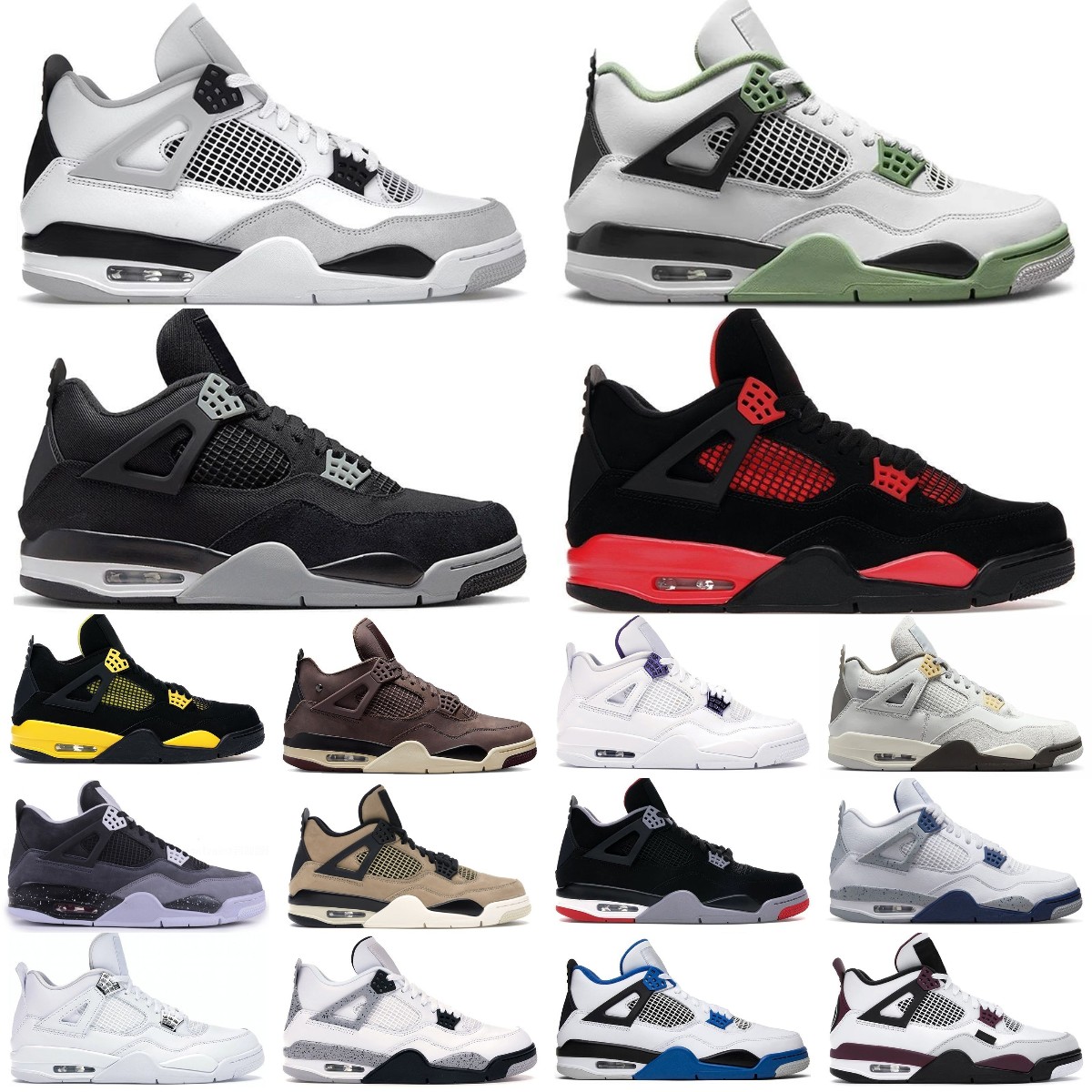 

retro jumpman 4 basketball shoes mens womens 4s seafoam sneakers pine green military black cat midnight navy university blue red thunder pure money trainers, Please contact us for more colors