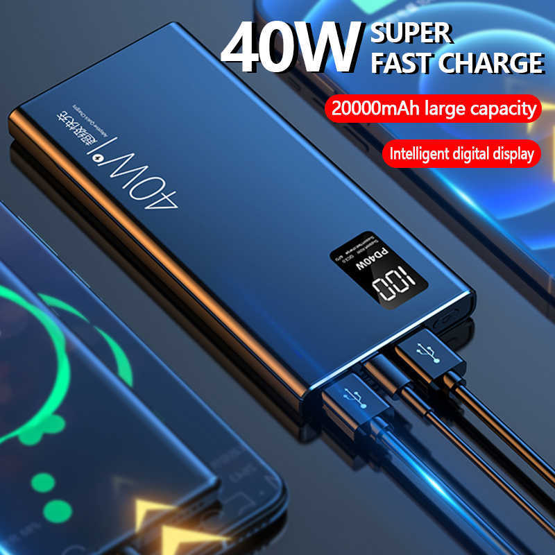 

Cell Phone Power Banks 40w super fast charging large capacity 20000 mA mobile power twoway fast charging digital display external battery QC30 J230217