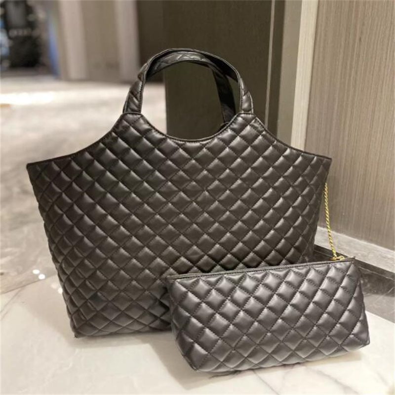 

Quality Womens Shopping Bags Soft LEATHER Quilted Purses Tote Handbag Ladies Genuine Leather Foldable Clutch Totes with chain wallets SIZE 35CM, Freight difference