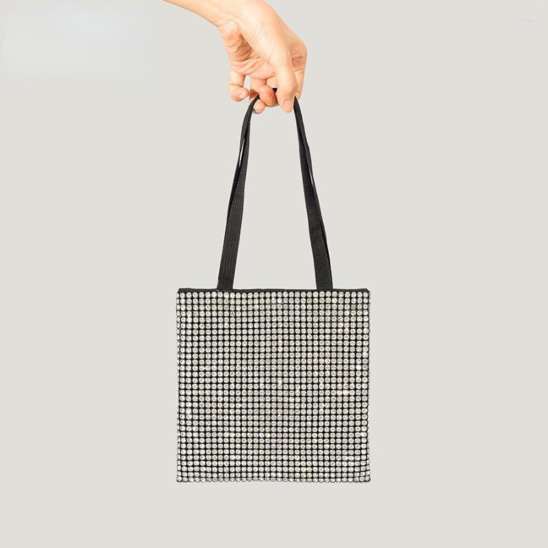 

Evening Bags Rhinestone Shoulder Bag Women's Fashion High-end Full Diamond Dinner Handbag Small Crowd Magnetic Chain Messenger, Silver