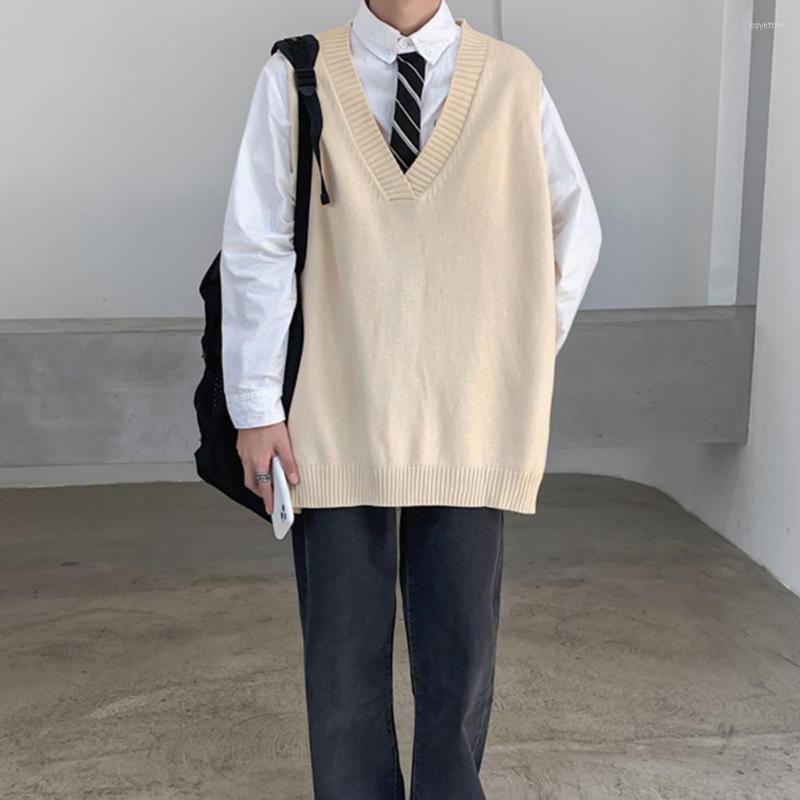

Men's Vests Chic Preppy Style Pullover Oversized Men Autumn Sweater For Daily Wear Winter Vest, Black