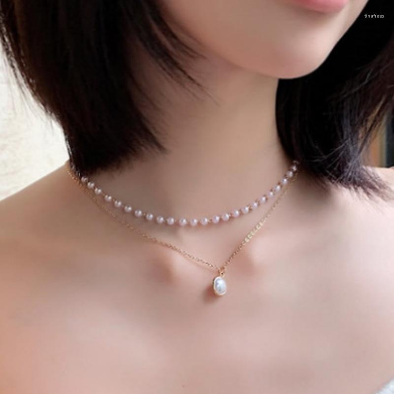 

Pendant Necklaces Fashion Pearl Choker Necklace Cute Double Layer Chain For Women Trendy Jewelry Girl Gift