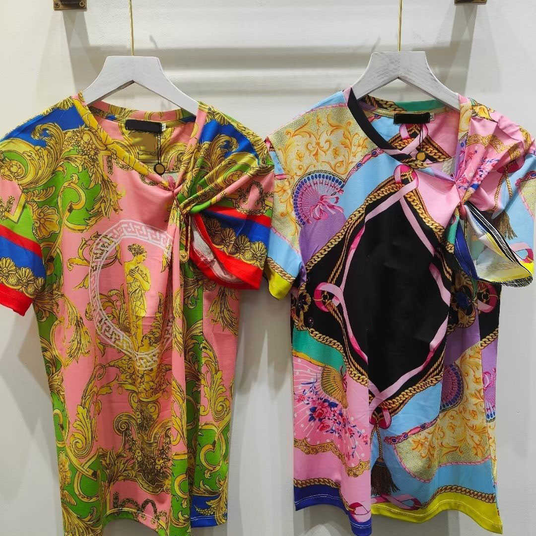 

23ss Women' Brand Printing Pure cotton Short sleeve shirt Temperament Spring and autumn Short sleeve T-shirt top