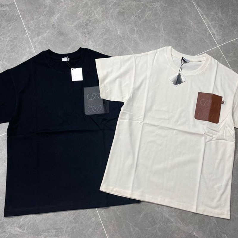 

cotton short sleeved t shirt men women sweatshirt leather pocket tshirts designer tshirt round neck pullover shirts 4xl 5xl, White