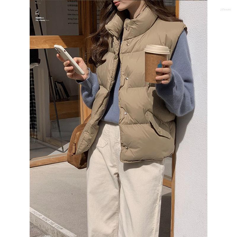 

Women's Vests Down Vest Women's Winter Korean Padded White Duck Warm Collar Coat