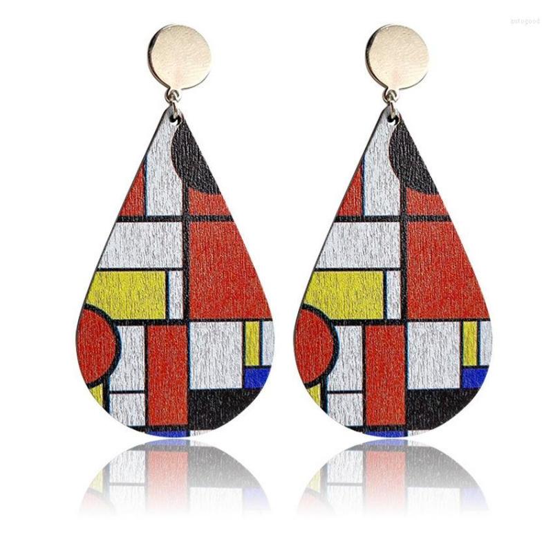 

Dangle Earrings Trendy Colored Round Geometric Wood 2023 Fashion Jewelry Long Water Drop Bohemian Handmade Ladies Earring