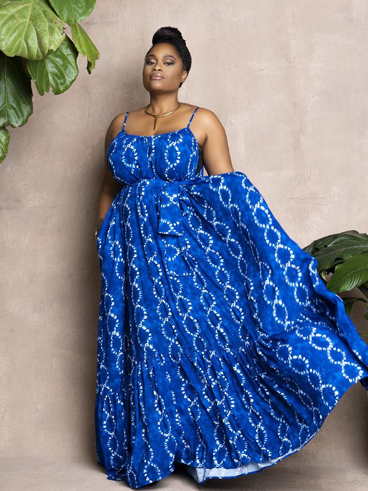 

Plus Size Dresses Elegant For Women Backless Summer Dress Maxi Ladies Spaghetti Strap Long Wholesale Bulk Drop, Blue