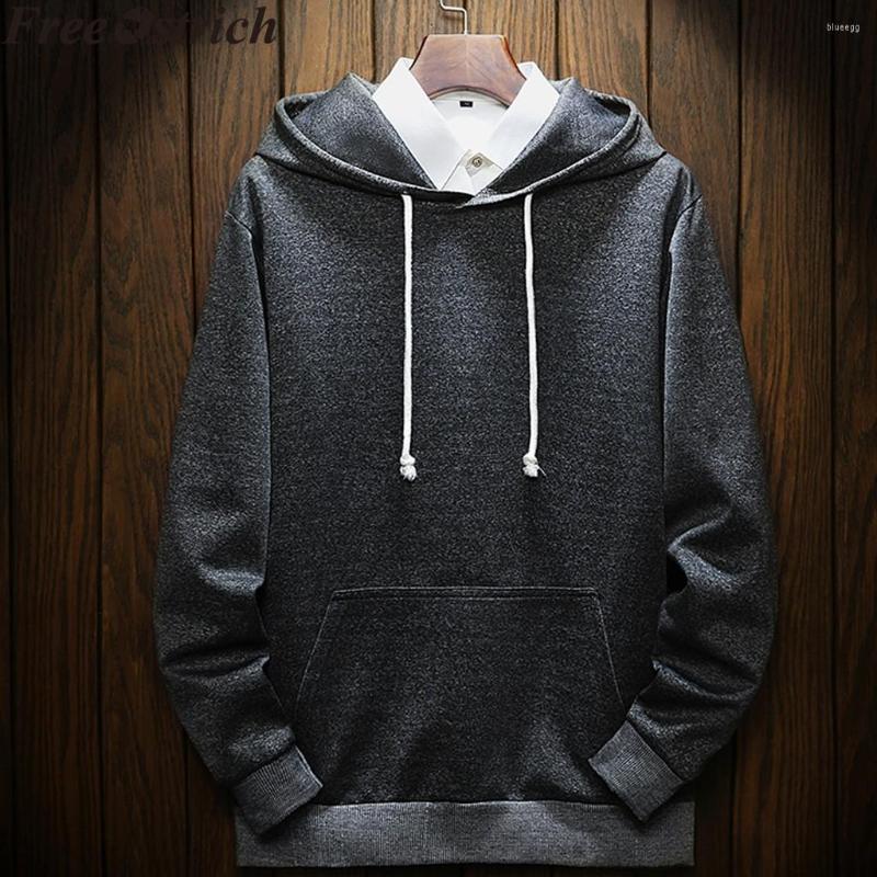 

Men's Hoodies Men Hooded Pullover Hip Hop Sweatshirt Solid Color Casual Long Sleeve Plus Size Winter Coat Male Drawstring Beach Sports Tops, Dark grey