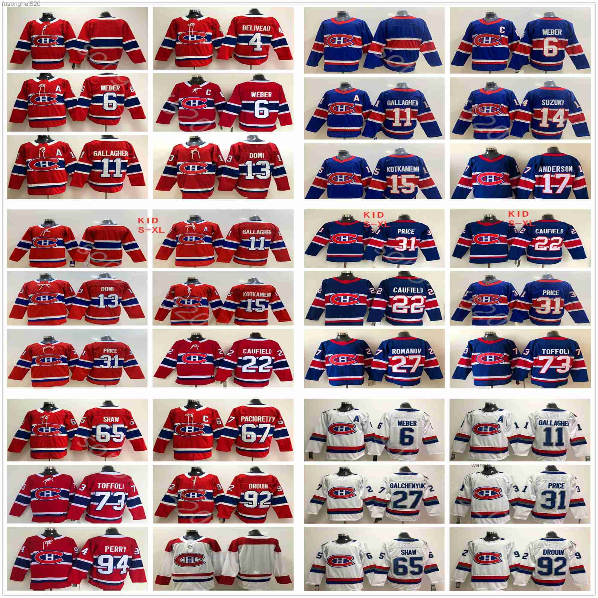 

2023 Mens Kids Montreal Canadiens Jersey 22 Cole Caufield 14 Nick Suzuki 31 Carey Price 73 Tyler Toffoli 11 Brendan Gallagher 27 Romanov Reverse, Black