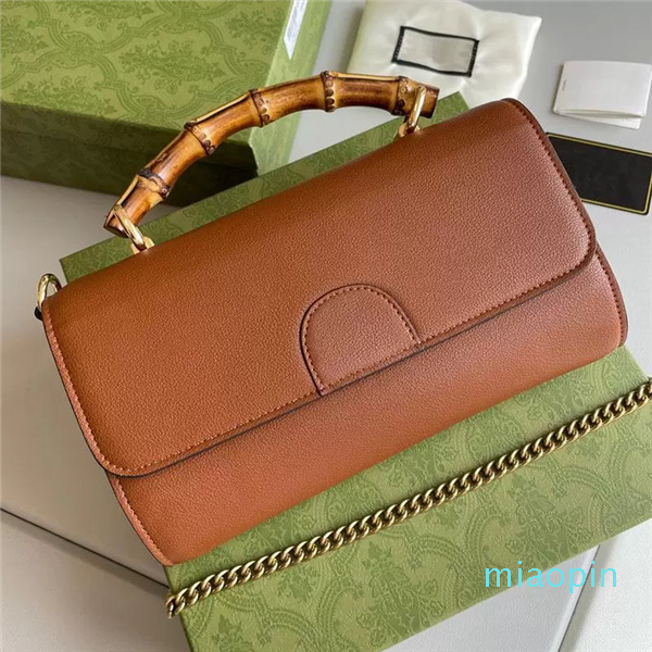 

Bamboo Handle Handbag Women Chain Crossbody Bag Shouolder Handbags Gold Hardware Real Leather Purse FLap Wallet Multi Compartment, Black