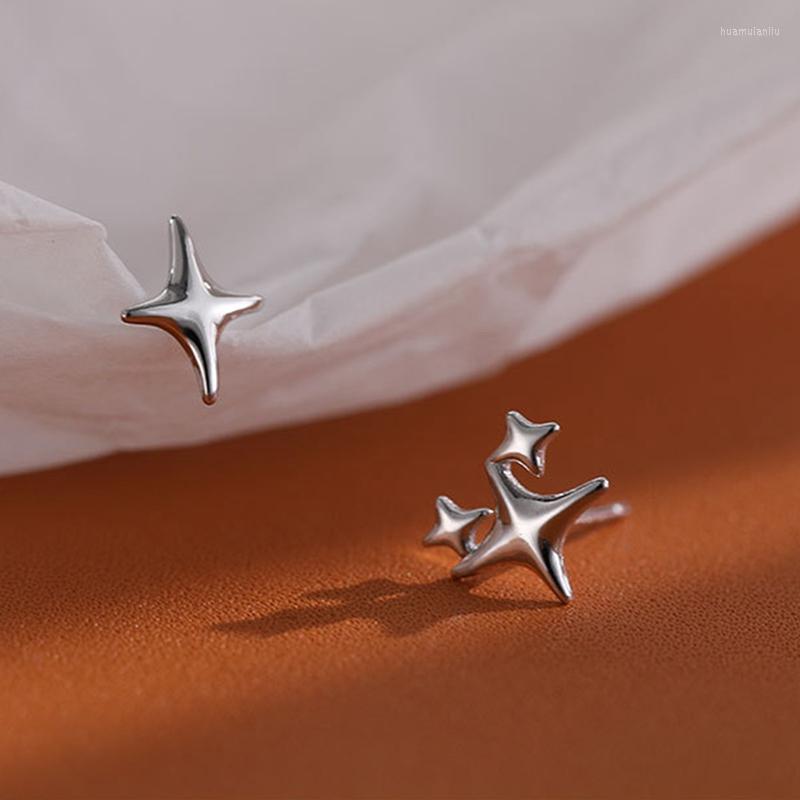 

Stud Earrings Silver Color Asymmetric Four-pointed Star For Women Super Fairy Earring Simple Jewelry Gift