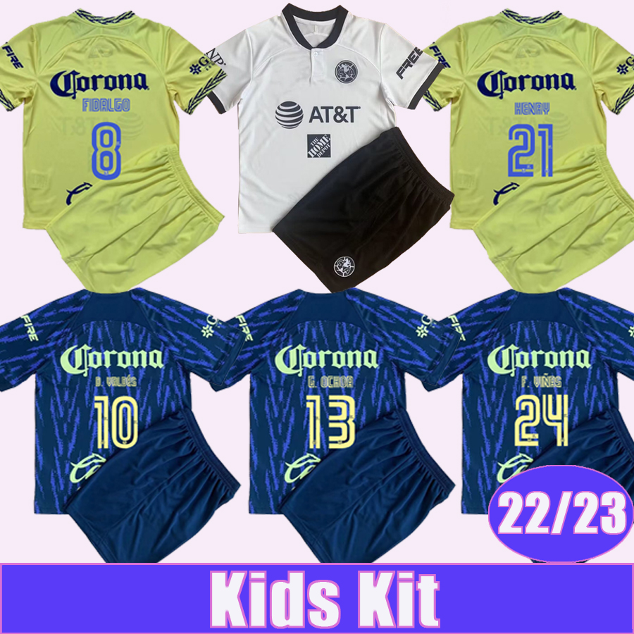 

22 23 Mexico America Kids Kit Soccer Jerseys AQUINO FIDALGO R. MARTINEZ D. VALDES G. OCHOA B. VALDEZ R. SANCHEZ HENRY E. LARA F. VINAS Home Away 3rd Football Shirts, Tz11125 22 23 home no socks