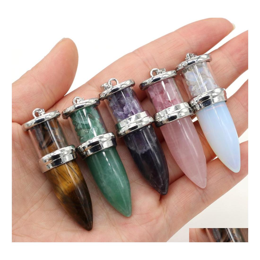 

Charms Natural Stone Shape Chakra Pendum Pendant Rose Quartz Healing Reiki Crystal Finding For Diy Necklaces Women Sport1 Drop Deliv Dhtms