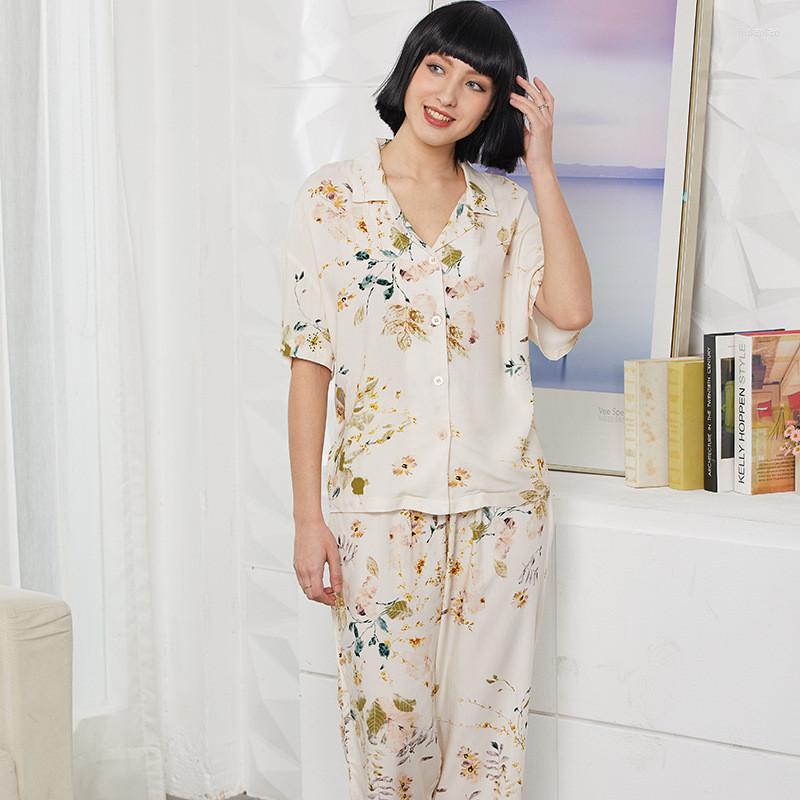 

Women' Sleepwear Women' Pajama Casual Floral Printing V-Neck Cotton Japanese Style Loose Long Sleeve Cardigan Simple Home Gowns, Color1
