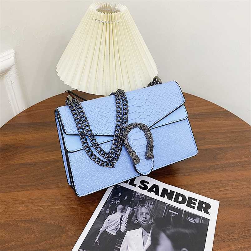 

Chain messenger women's bag new crocodile flap double compartment sling single shoulder bag trend multi-color bag, White11