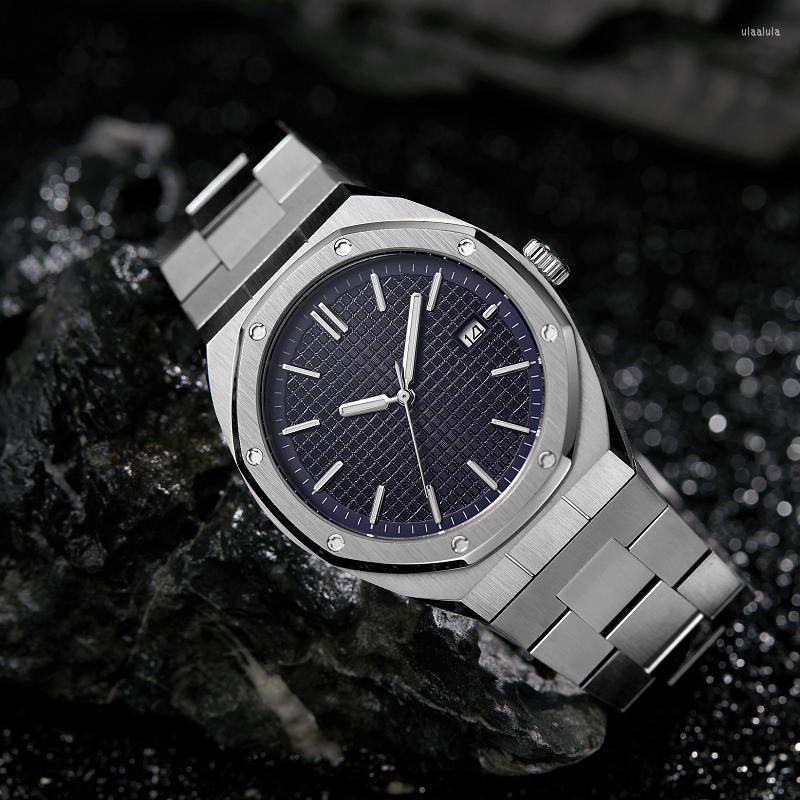 

Wristwatches Limited Edition Silver Luminous Hands Stainless Steel 5ATM Waterproof Japan Movement Men Mechanical Watch, Blue