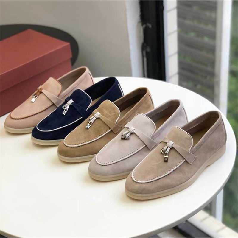 

Italy Original Designer Shoes Rolopiana pure original cashmere edging shallow mouth mesh red star casual comfortable flat bottom LP Lofu shoes, Blue2