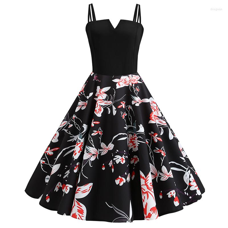 

Casual Dresses Sexy Backless Suspender Dress For Women Summer 2023 Small V-neck High Waist Large Swing Vintage Elegant Holidays, Black