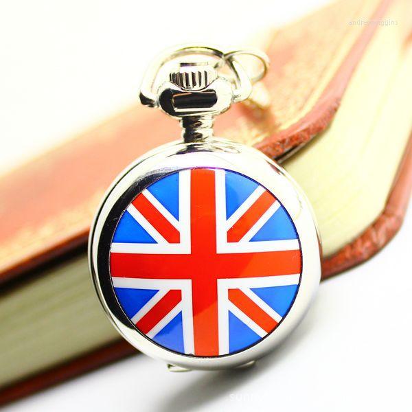 

Pocket Watches Arrive Small Size Enamel Watch Necklace For Xmas Gift Relogio De Bolso British Flag, Picture shown