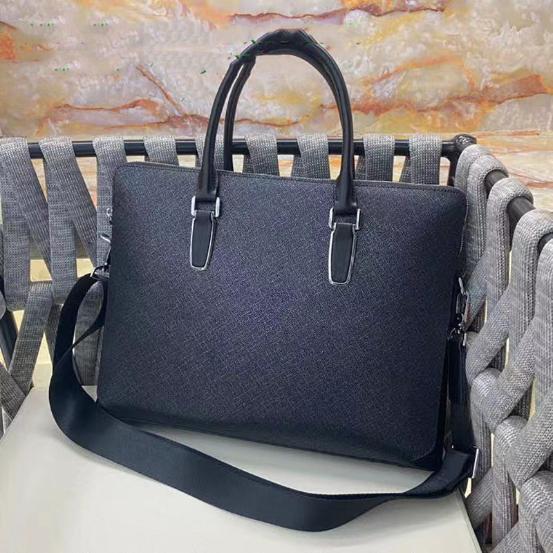 

New Men Shoulder Briefcase Black Leather Designer Handbag Business Laptop Bag Briefcases Messenger Bags With Nameplates Totes Men's Luggage Computer Handbags 37CM