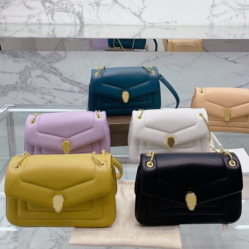 

Designer Women Serpentine Reverse Qulited Shoulder Bag Italy Luxury Brand B Snake Head Nappa Leather Lady Cross Body Chain Strap Evening Party Crossbody Handbags, Black