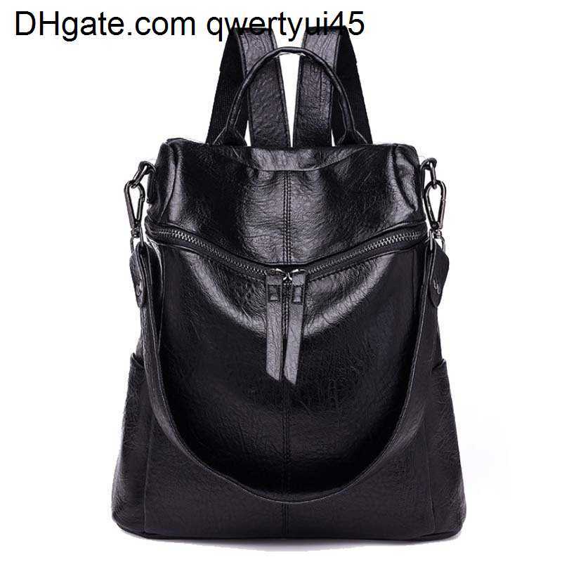 

qwertyui45 Backpack Style Chuwanglin Multifunction backpack women mochila feminina fashion women's leather backpacks casual school bags Laptop bag S2360 021723H, Black