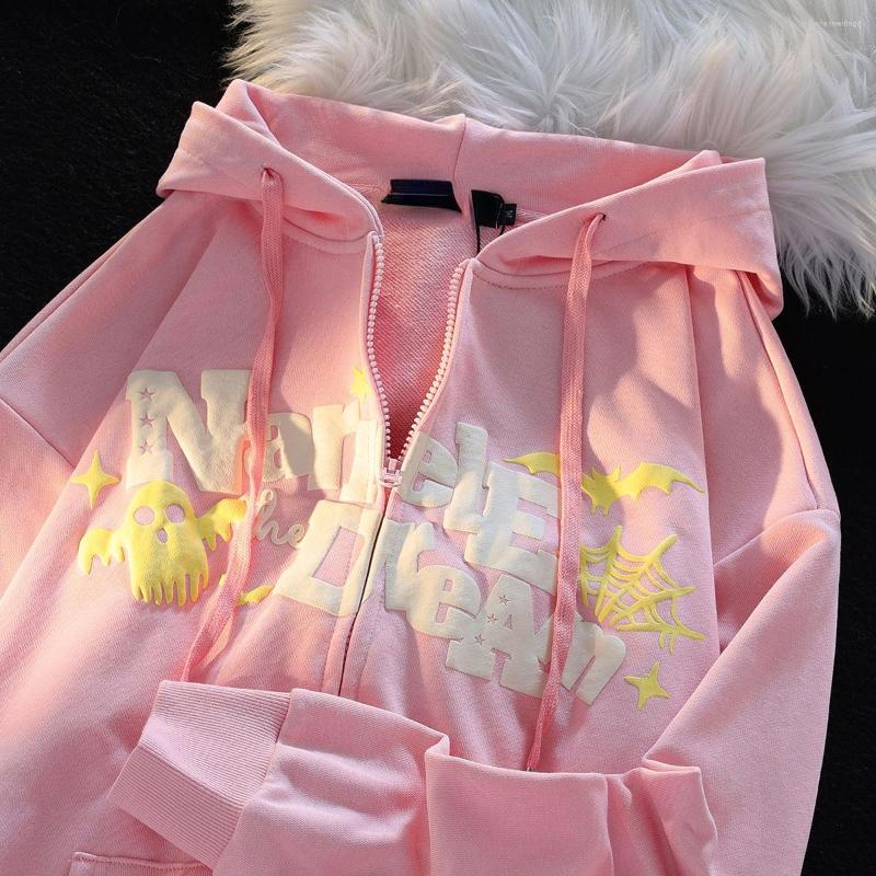 

Women' Hoodies Cute Print Embroidery High Quality Hooded Zipper Cardigan Women 2023 Winter Loose Casual