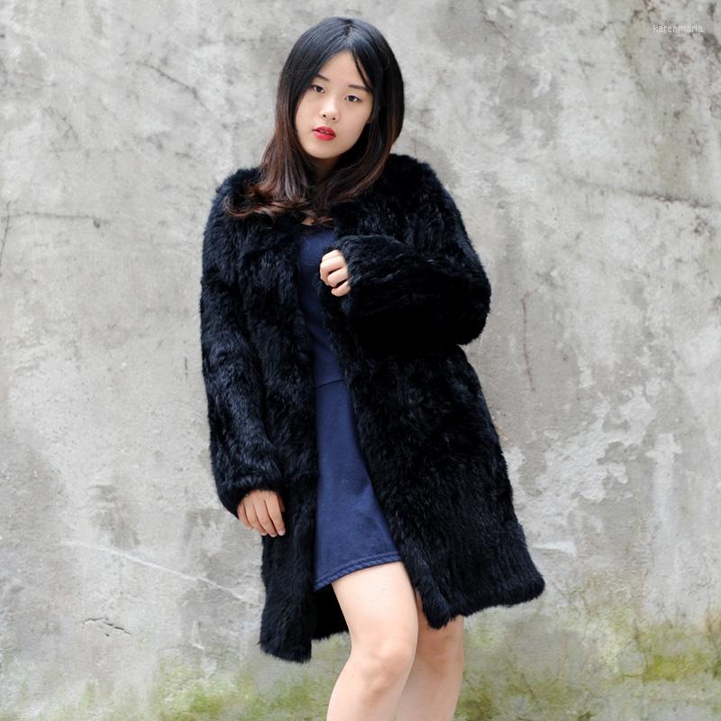 

Women's Jackets CX-G-A-72 Genuine Fur Knitted Coat For Women, Black