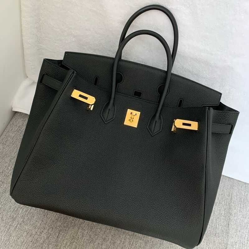 

Designer Birkin Herme Bags Togo leather bag lychee pattern fashionable versatile leather cowhide lock buckle handbag 25303540cm 18lil, Notes on the black 30 gold and silver